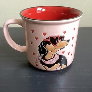 NWT Spectrum Designz Dachshund and Hearts Valentine 18oz Coffee Mug